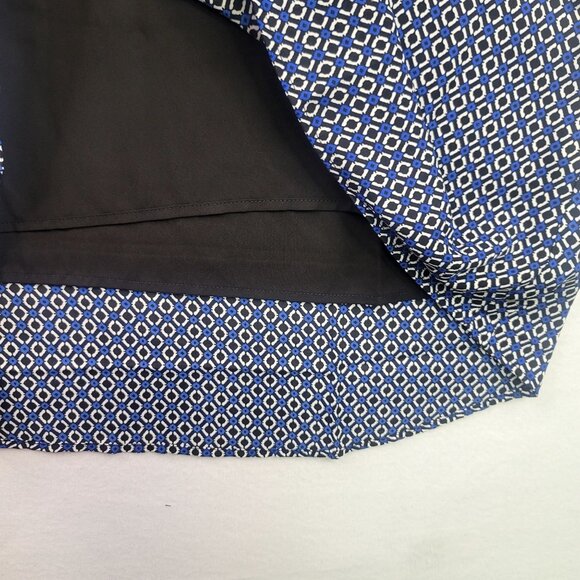 Three Eighty-Two Sleeveless Shift Mini High-Low Geo Print Tank Medium Black Blue - Picture 6 of 8